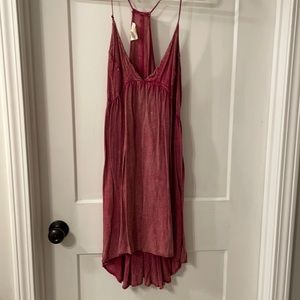 Red washed short dress